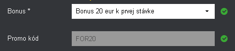 Vstupný Bonus Bonus: 20 EUR k prvej stávke. Prvý spôsob výberu.
