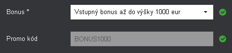 Vstupný Bonus Prvý spôsob výberu vstupného bonusu: Fortuna Vstupný bonus až do výške 1000 EUR.